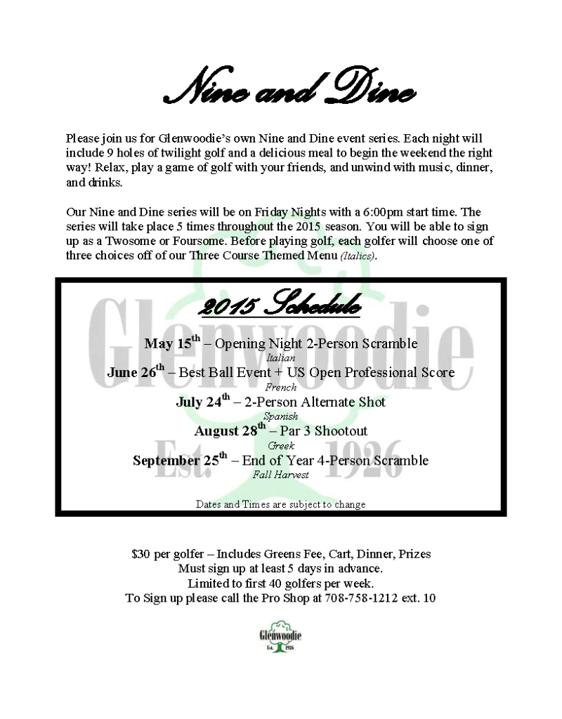 2015 Nine and Dine Flyer